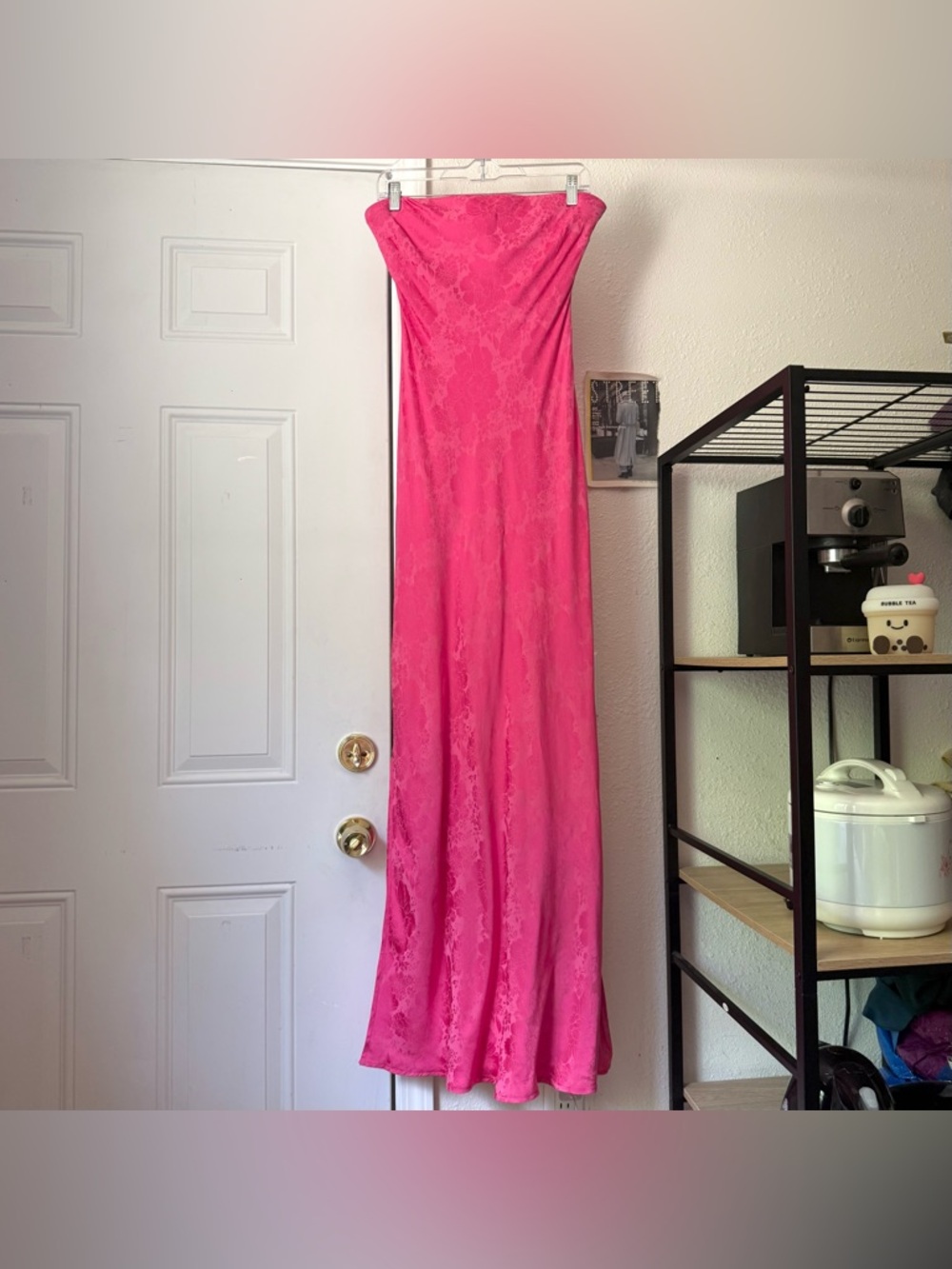 AUGUSTE pink floral satin strapless maxi‎ gown dress